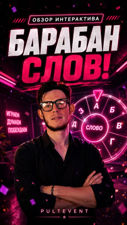 Обзор интерактива «Барабан слов» на экране зала