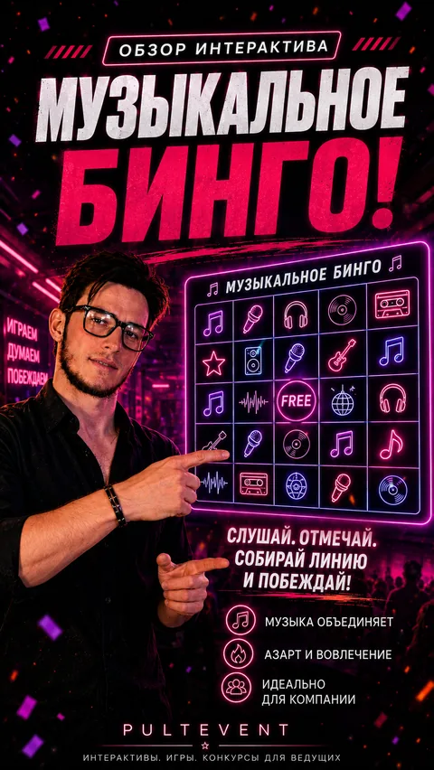 Обзор интерактива «Музыкальное бинго» на экране зала