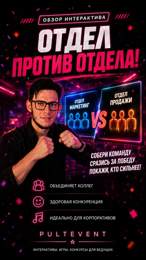 Обзор интерактива «Отдел против отдела» на экране зала