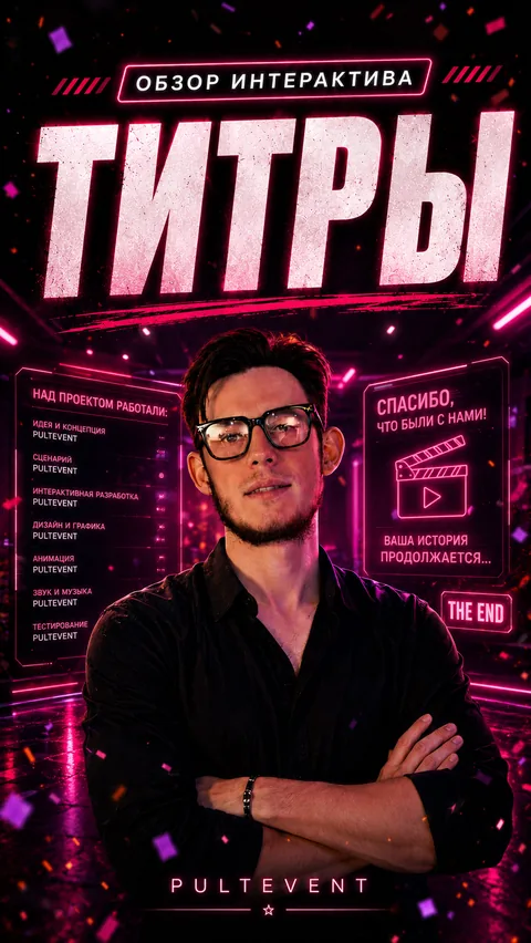Обзор интерактива «Титры» на экране зала