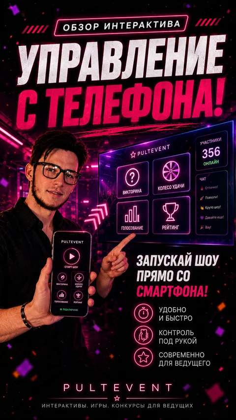 Обзор интерактива «Пульт в телефоне» на экране зала